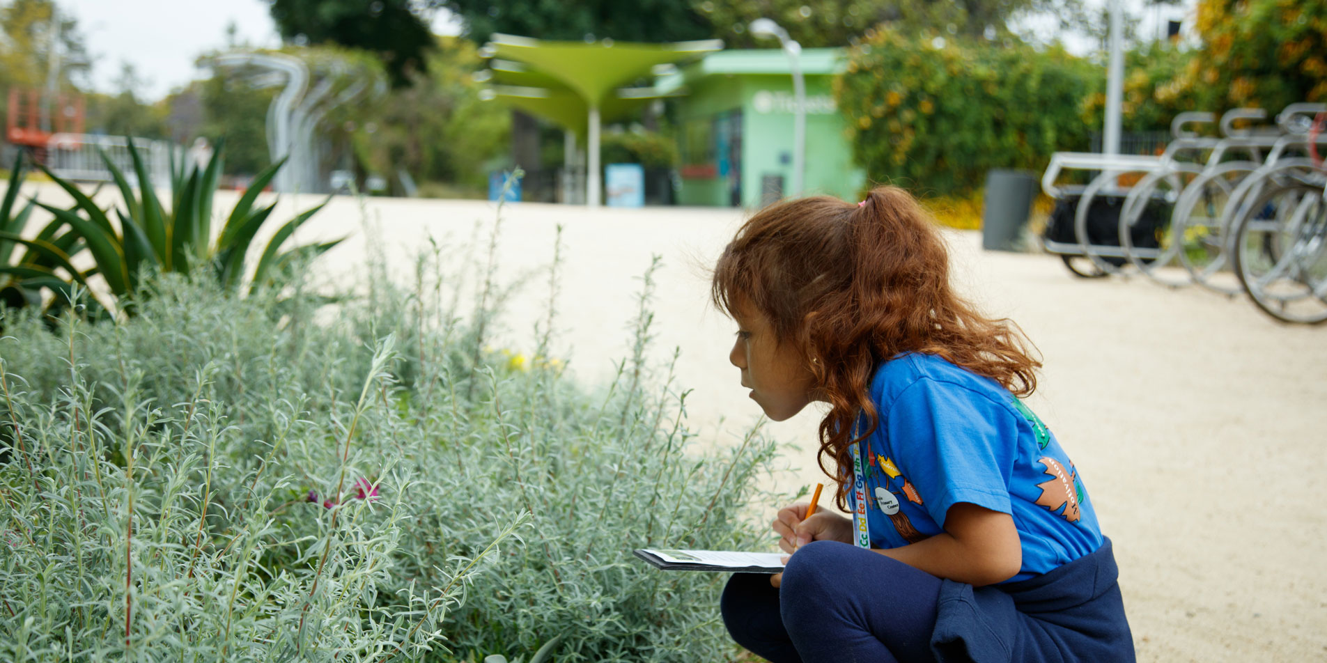 girl studying plants
