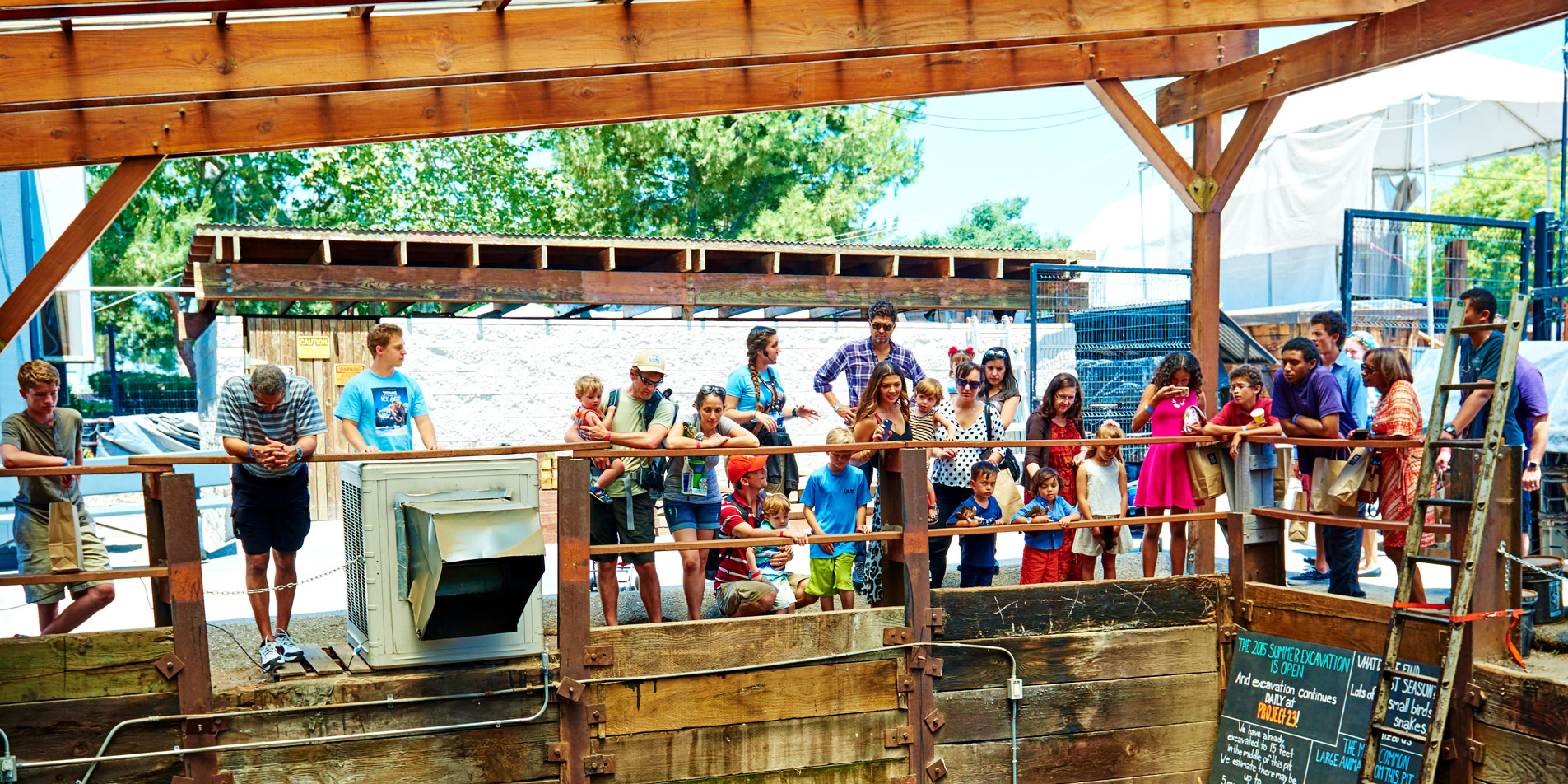 Guests looking down at the excavation