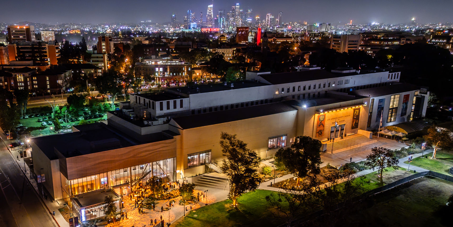 aerial view of the exterior of a museum